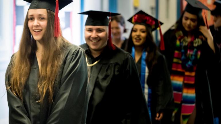 Graduating Seniors preparing to walk