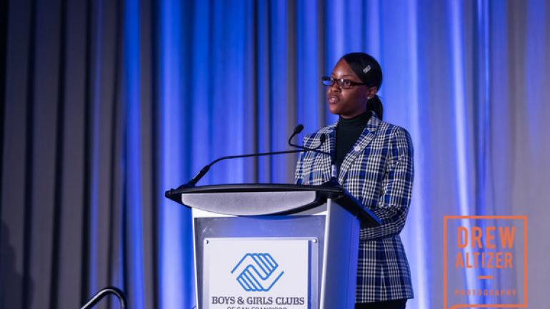 Masiyah speaking at the Youth of the Year Awards