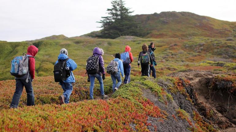 Students hiking