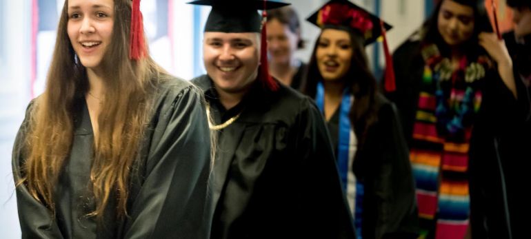 Graduating Seniors preparing to walk