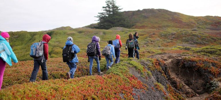 Students hiking